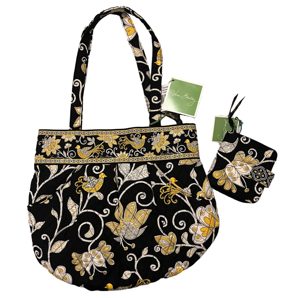 NWT Vera Bradley Yellow Bird Floral Tote Bag with Matching Wallet